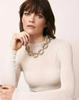 Turtle Necklace Short Snow Green Marble - Vanessa Baroni