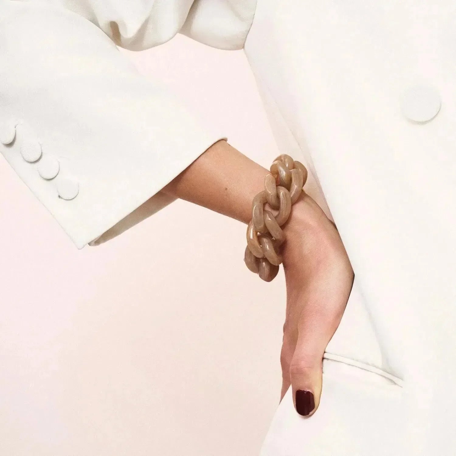 Flat Chain Bracelet Biancone Marble - Vanessa Baroni