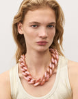 BIG Flat Chain Necklace Peach Marble - Vanessa Baroni