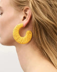 Raffia Big Moon Earring Yellow - Vanessa Baroni