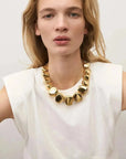 Big Organic Shaped Necklace Gold - Vanessa Baroni