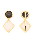 Vintage Geometric Earring dark brown - pearl marble