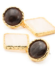 Vintage Geometric Earring dark brown - pearl marble