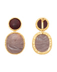 Vintage Oval Earring bordeaux - biancone marble