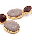 Vintage Oval Earring bordeaux - biancone marble