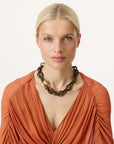 Small Turtle Necklace Short dark brown marble