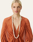 Organic Pearl Necklace Long with gold pearl