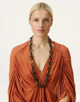 Small Turtle Necklace Long dark brown marble