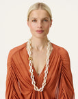 Small Turtle Necklace Long pearl marble
