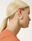 Moon Earring creme brulee marble