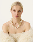 New Oval Necklace with gold pearl marble
