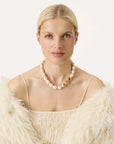 Organic Pearl Necklace Short with gold pearl