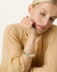 Flex Bracelet with Pearl light olive - snow green marble