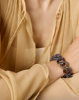 Flat Chain Bracelet blue jeans marble