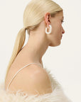 New Oval Earring pearl marble
