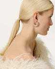 Moon Earring biancone marble