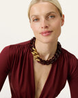 Flat Chain Necklace with gold bordeaux marble