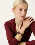 Flat Chain Bracelet Bi-Color with Gold aubergine-aubergine marble