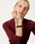 Mini Flat Chain Bracelet bordeaux marble