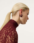 Moon Earring bordeaux marble