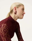 New Oval Earring bordeaux marble
