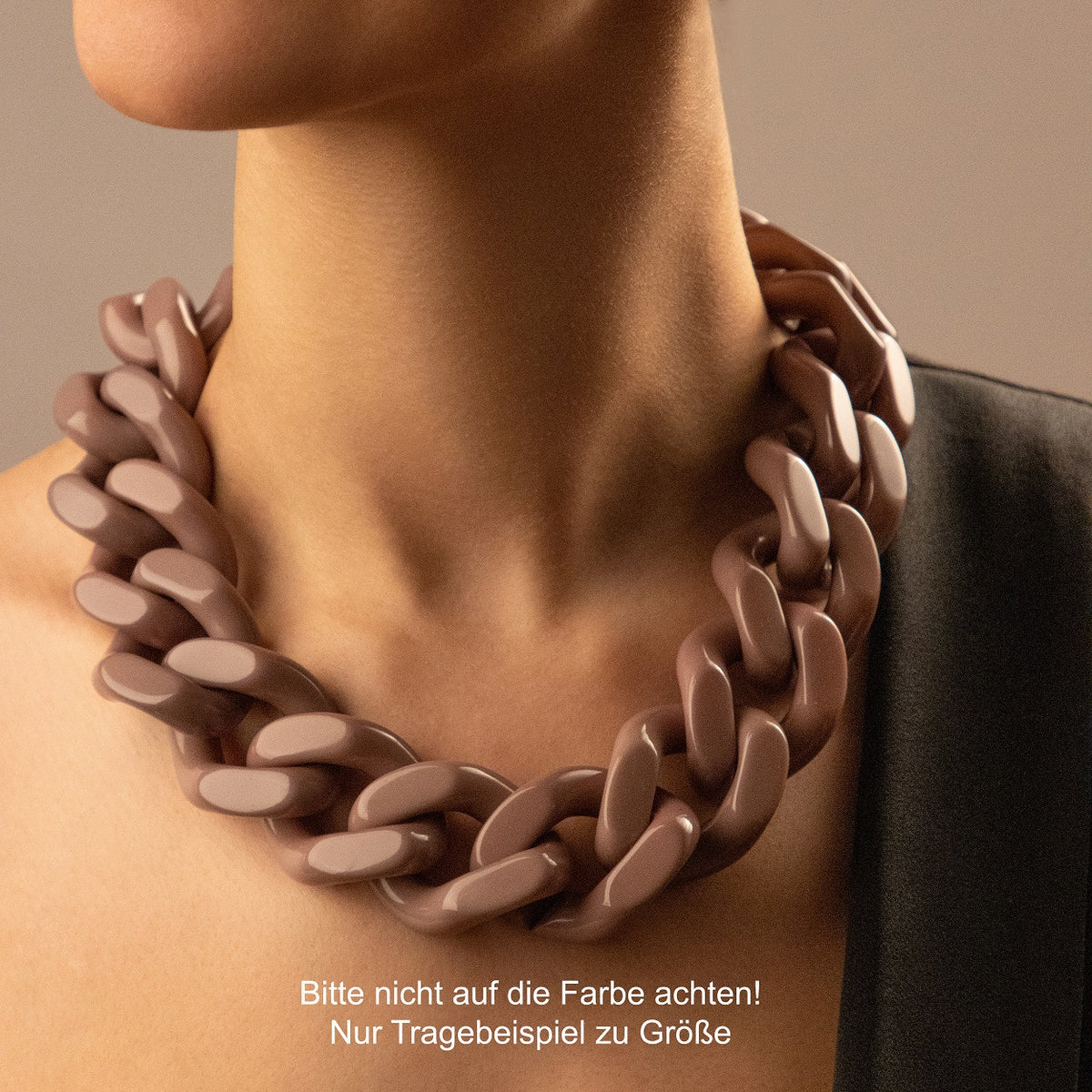 BIG Flat Chain Necklace Dark Taupe