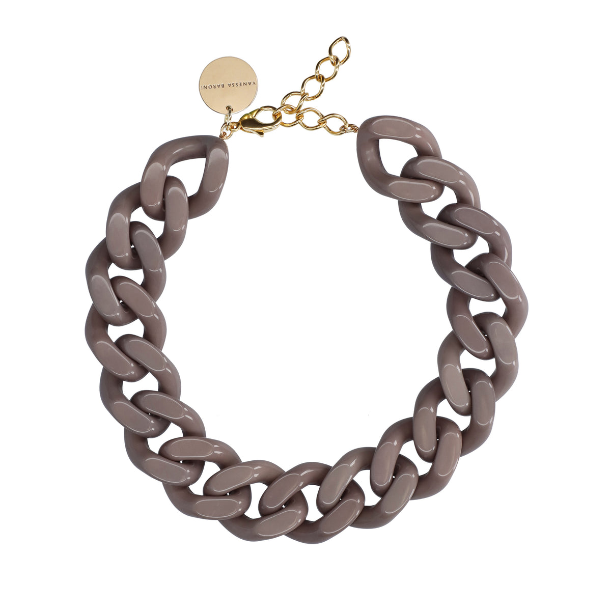 BIG Flat Chain Necklace Dark Taupe