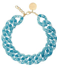 BIG Flat Chain Necklace Blue Glitter - Vanessa Baroni