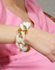 Flat Chain Bracelet 2 color with Gold - Pearl Marble - Off White - Vanessa Baroni