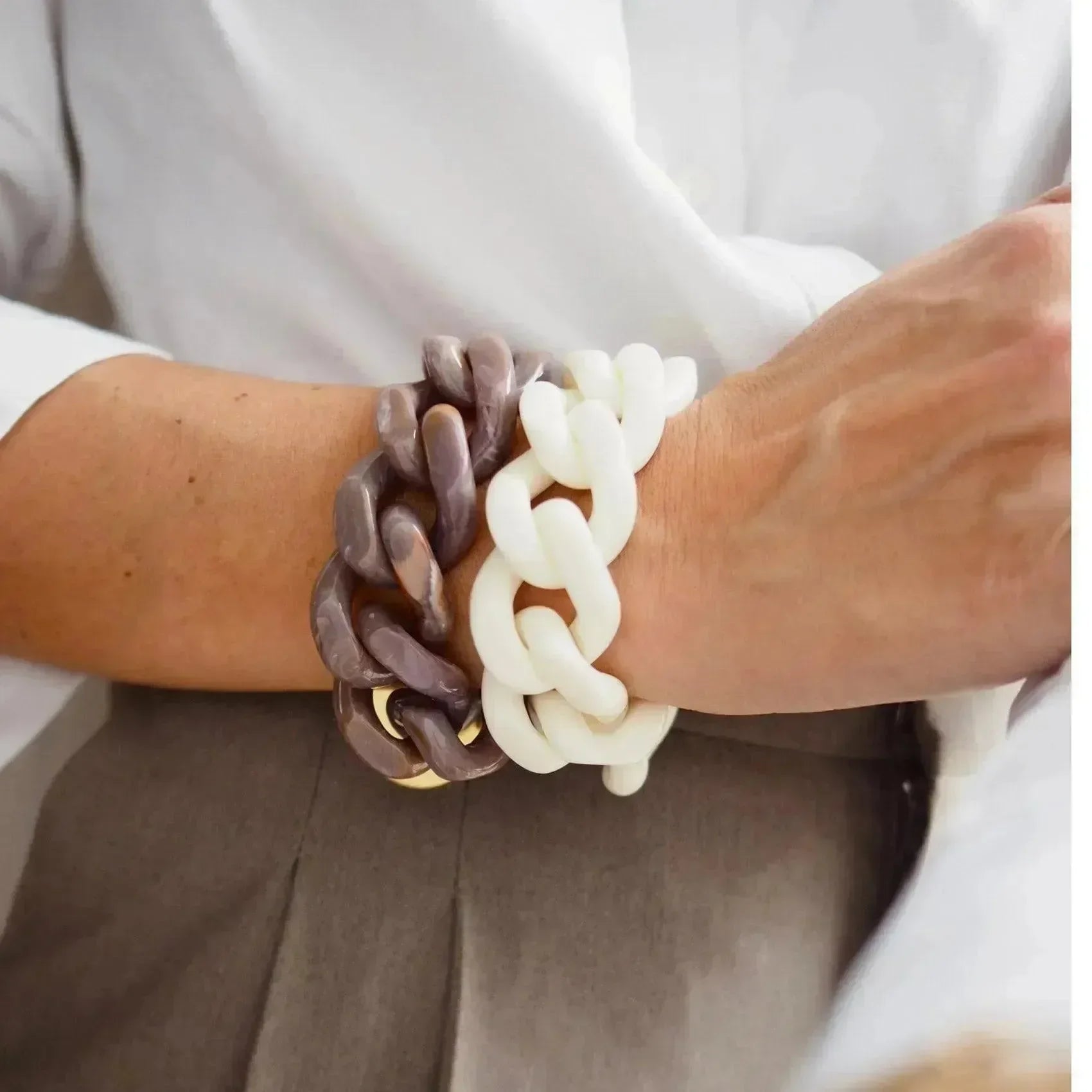 Flat Chain Bracelet Off-White - Vanessa Baroni