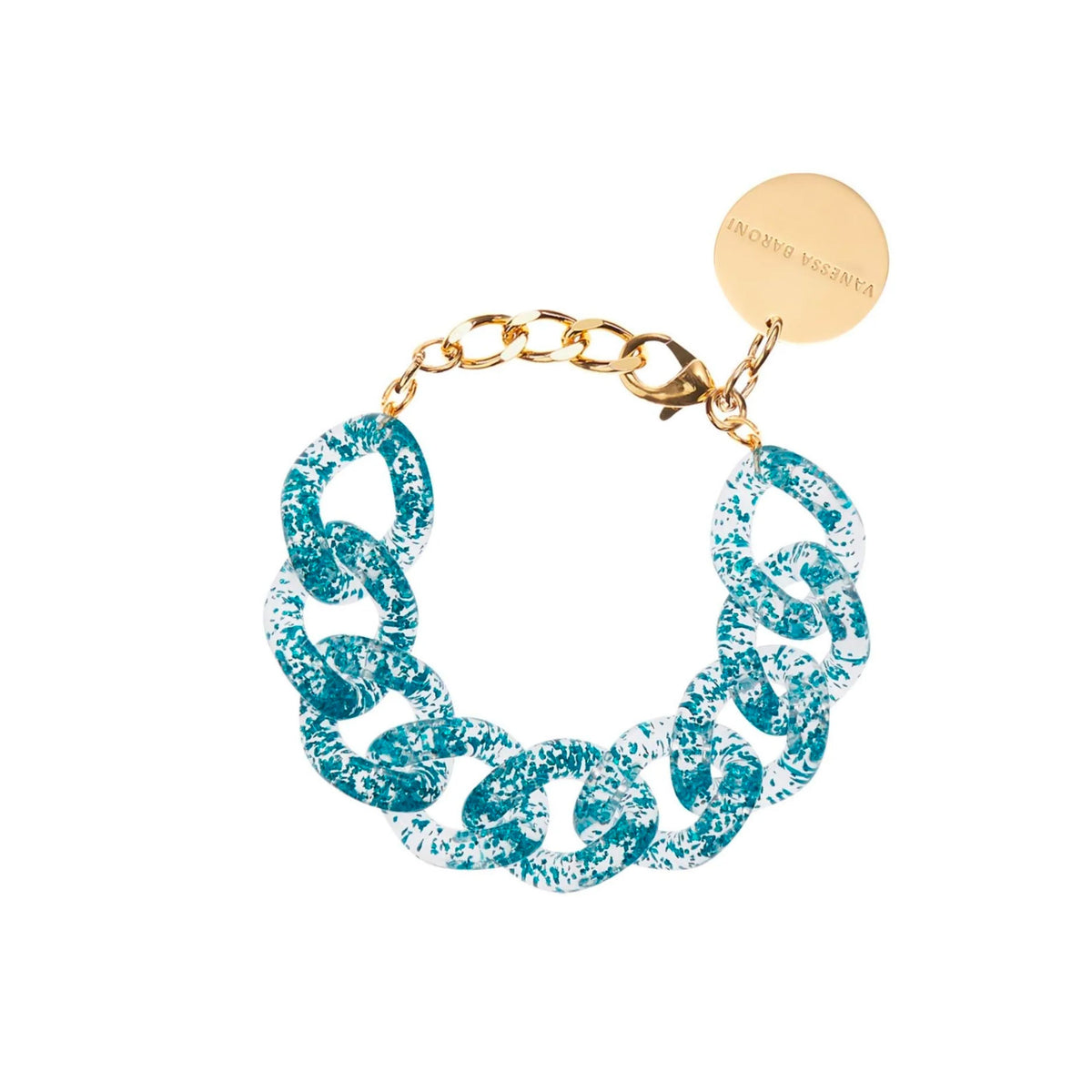 Flat Chain Bracelet Blue Glitter