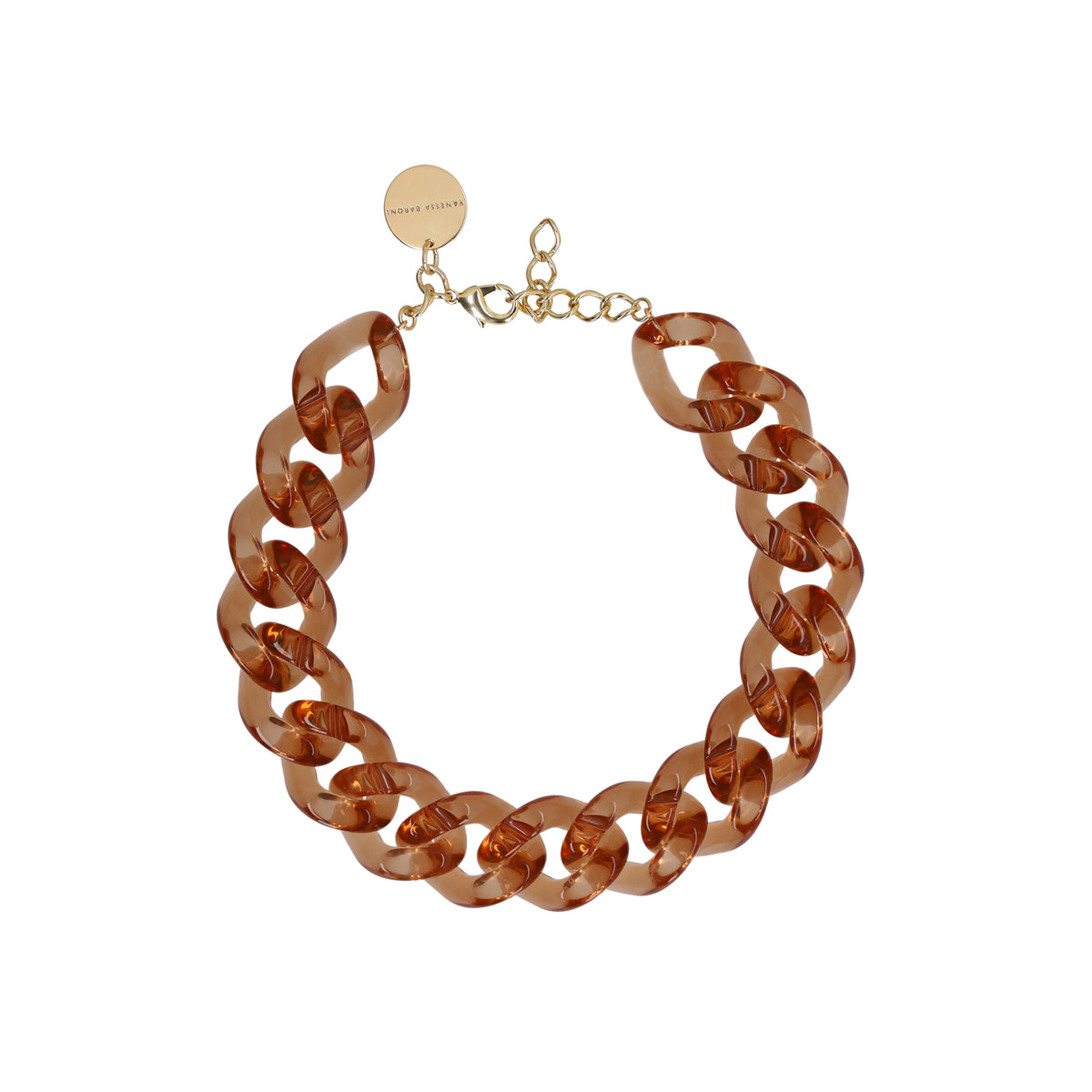 BIG Flat Chain Necklace Clear Brown