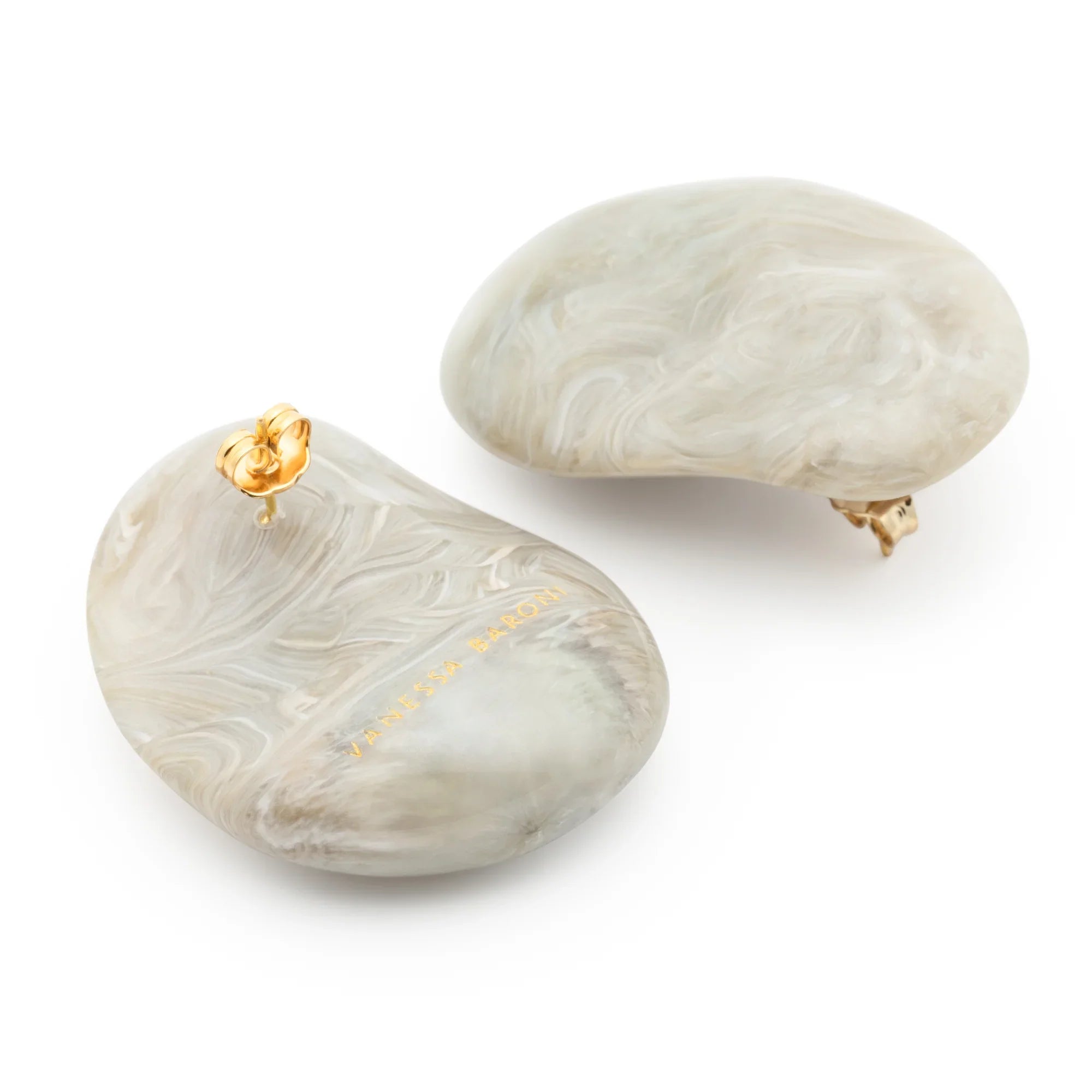 Big Nugget Earring snow green marble