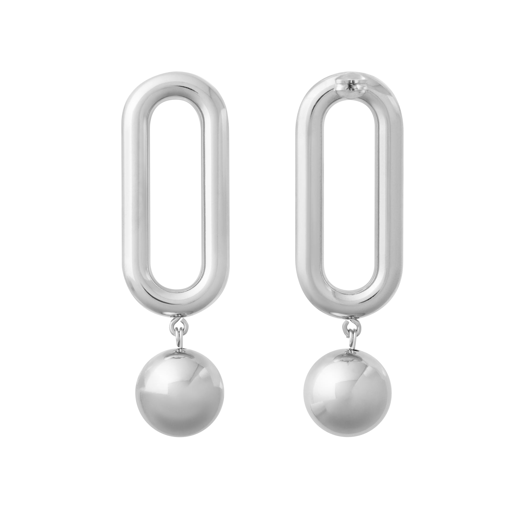 Bold Link Bead Earring silver