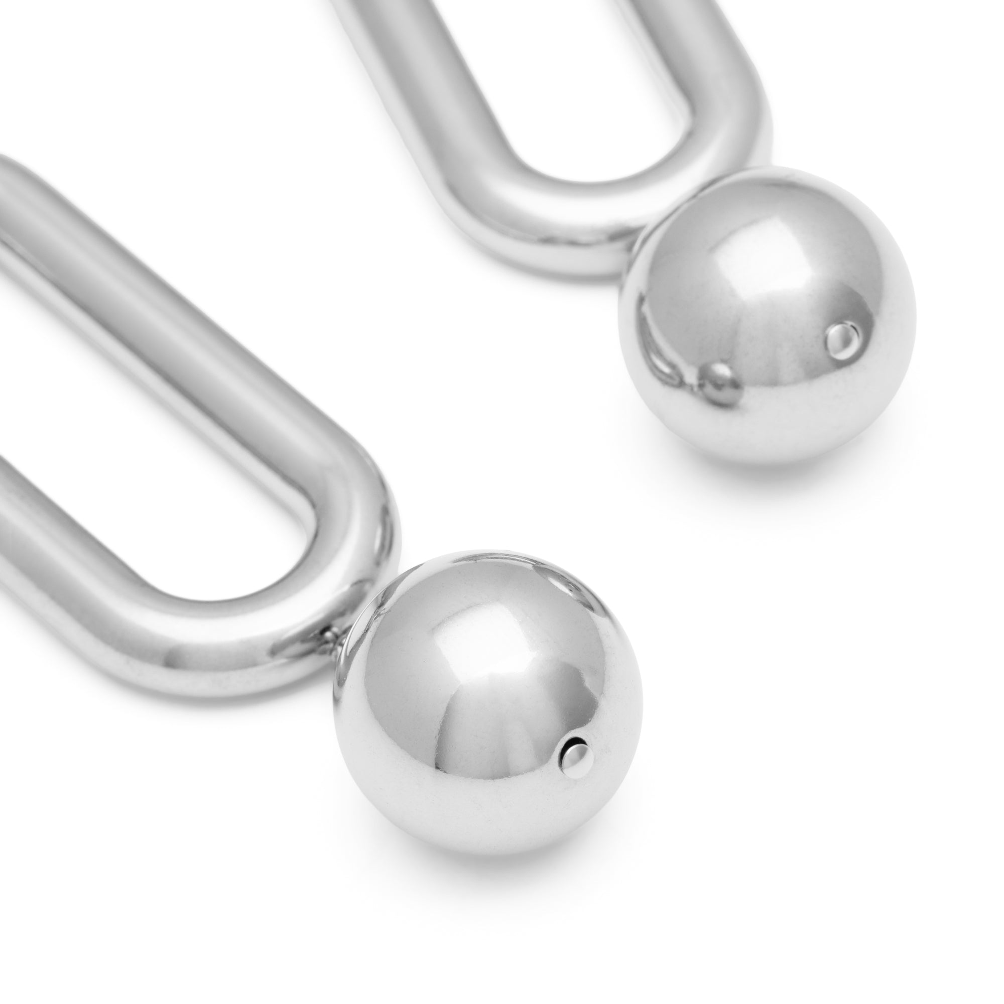 Bold Link Bead Earring silver