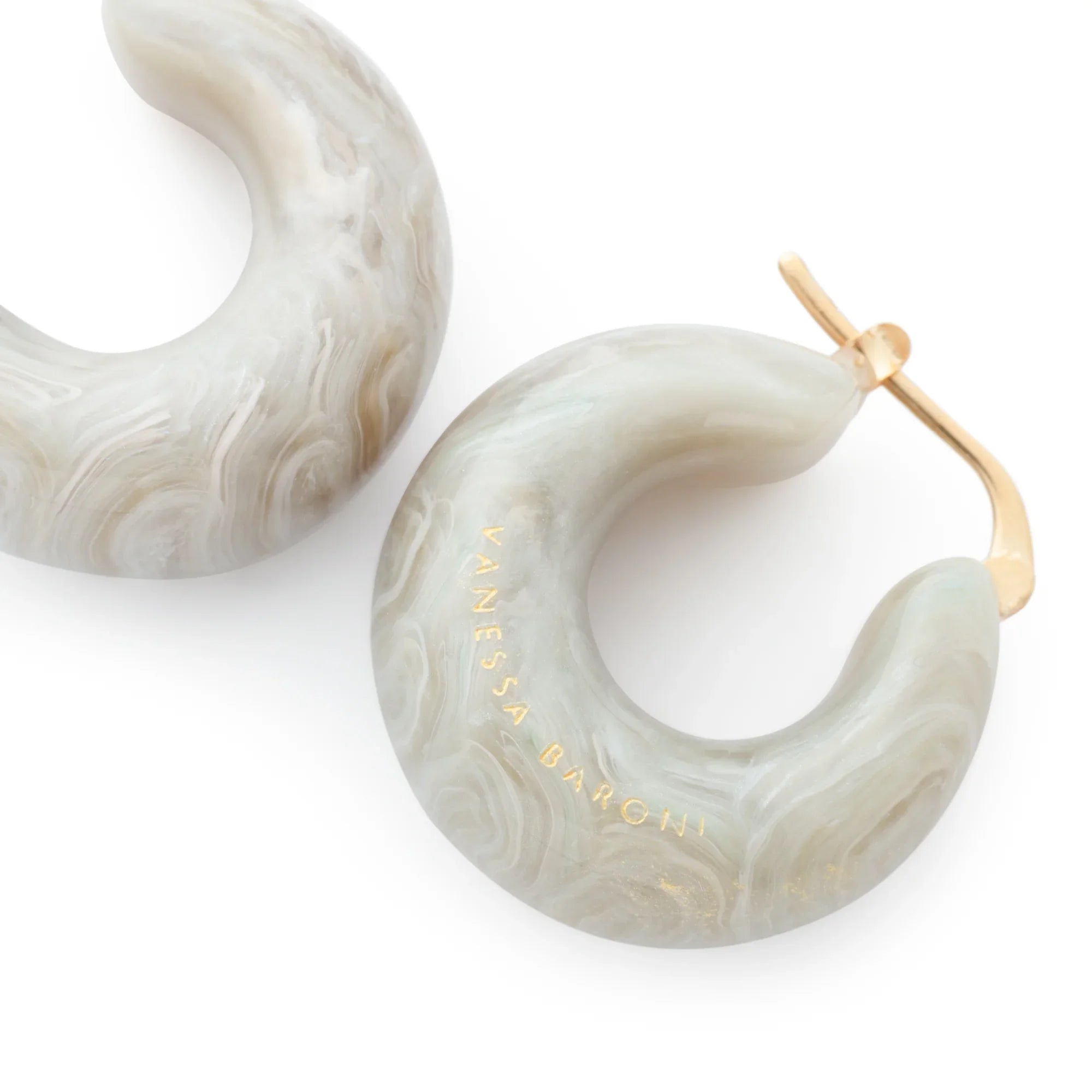 Circlet Earring snow green marble