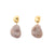 Double Nugget Earring gold biancone marble