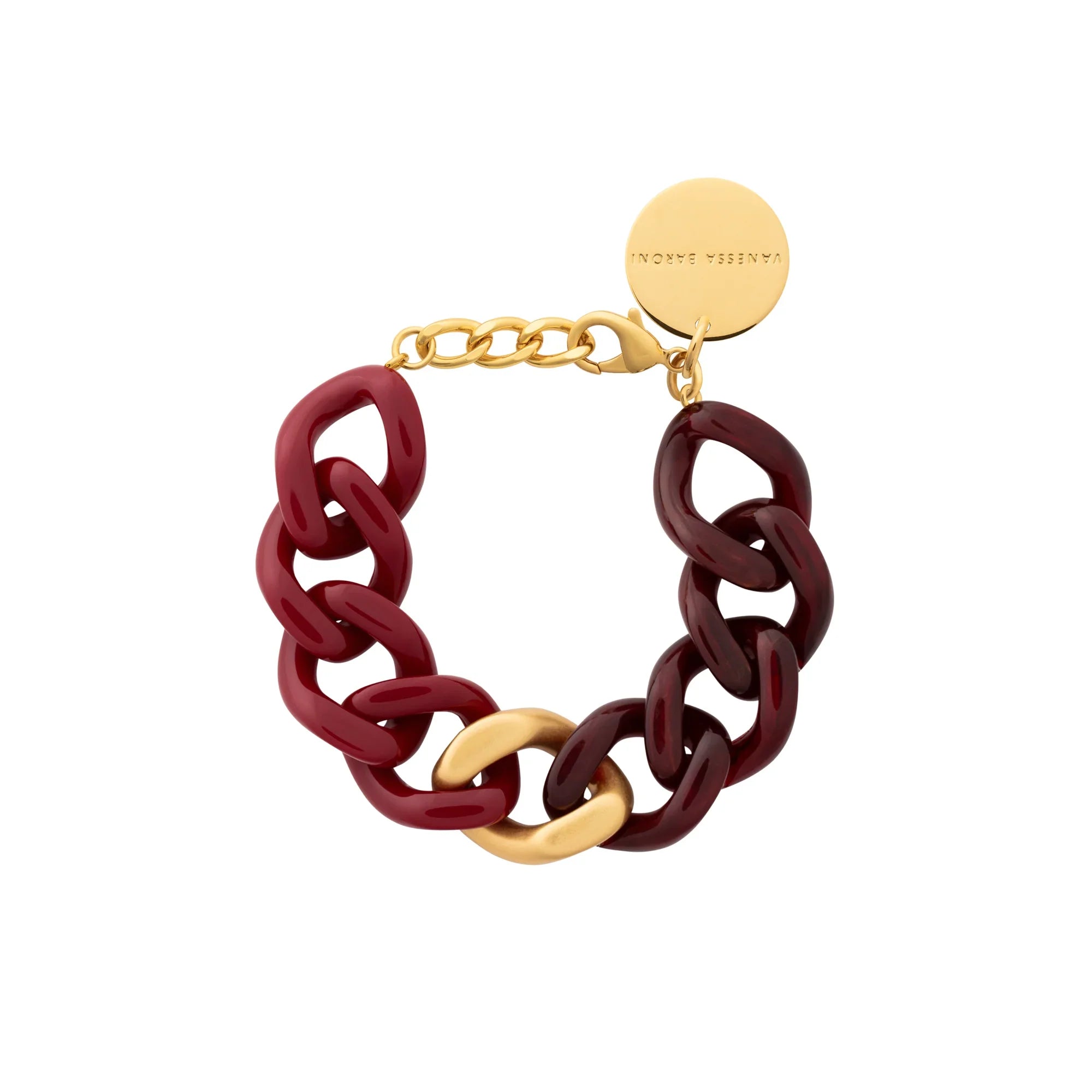 Flat Chain Bracelet Bi-Color with Gold bordeaux-bordeaux marble