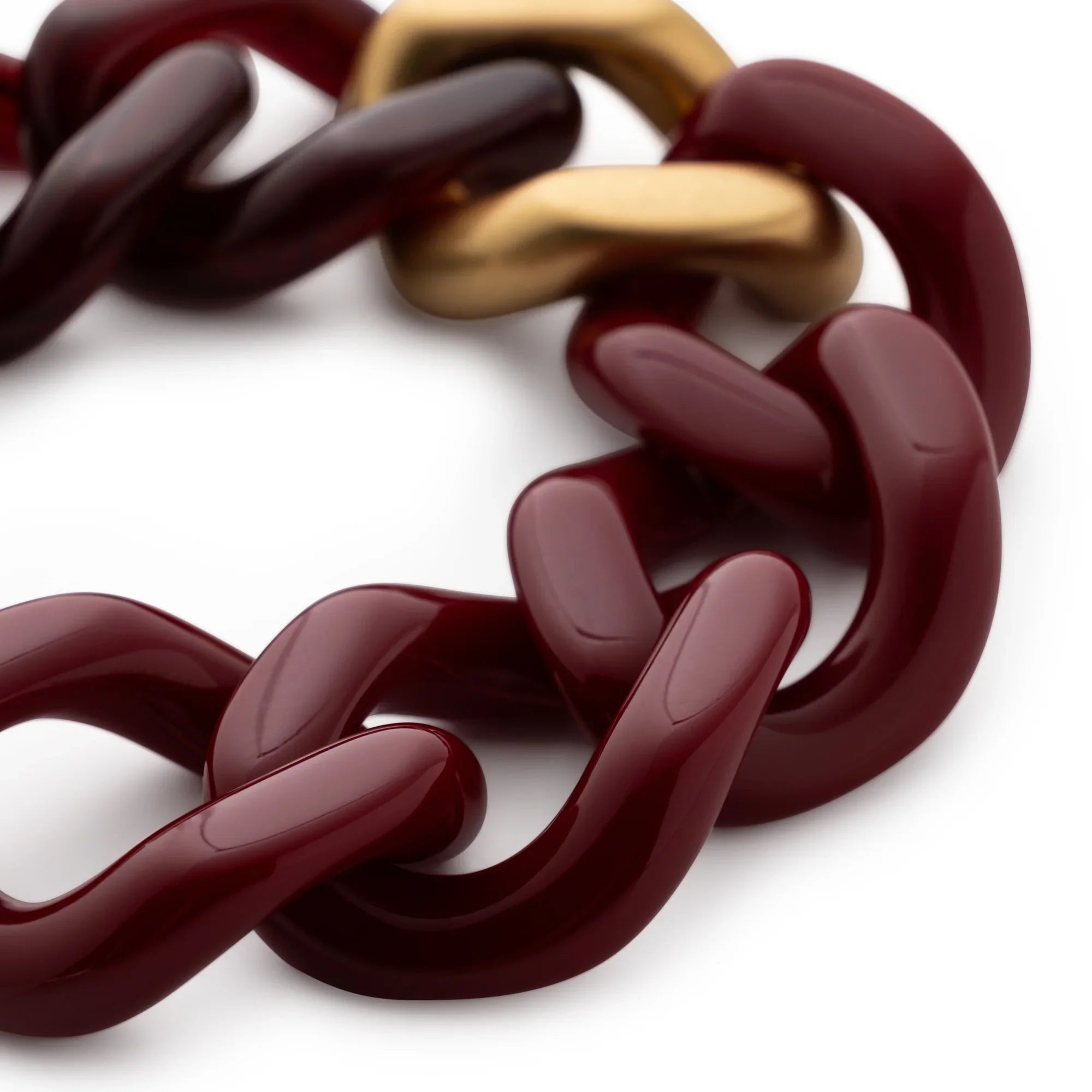 Flat Chain Bracelet Bi-Color with Gold bordeaux-bordeaux marble