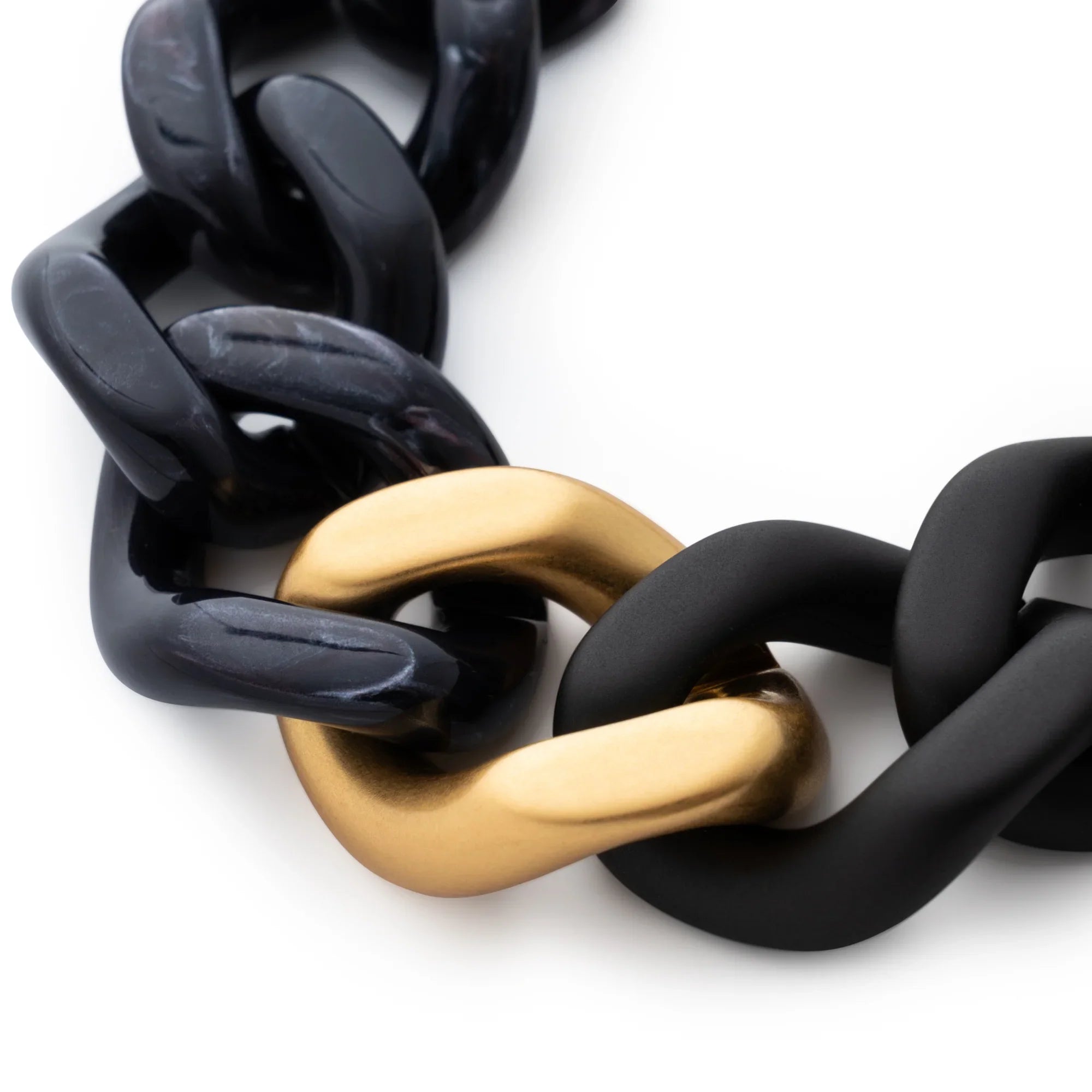 Flat Chain Bracelet Bi-Color with Gold matt black-universe