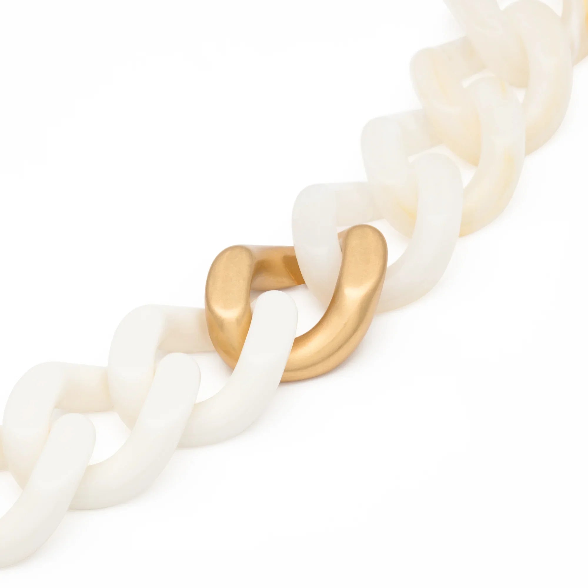 Flat Chain Bracelet Bi-Color with Gold off white-pearl marble