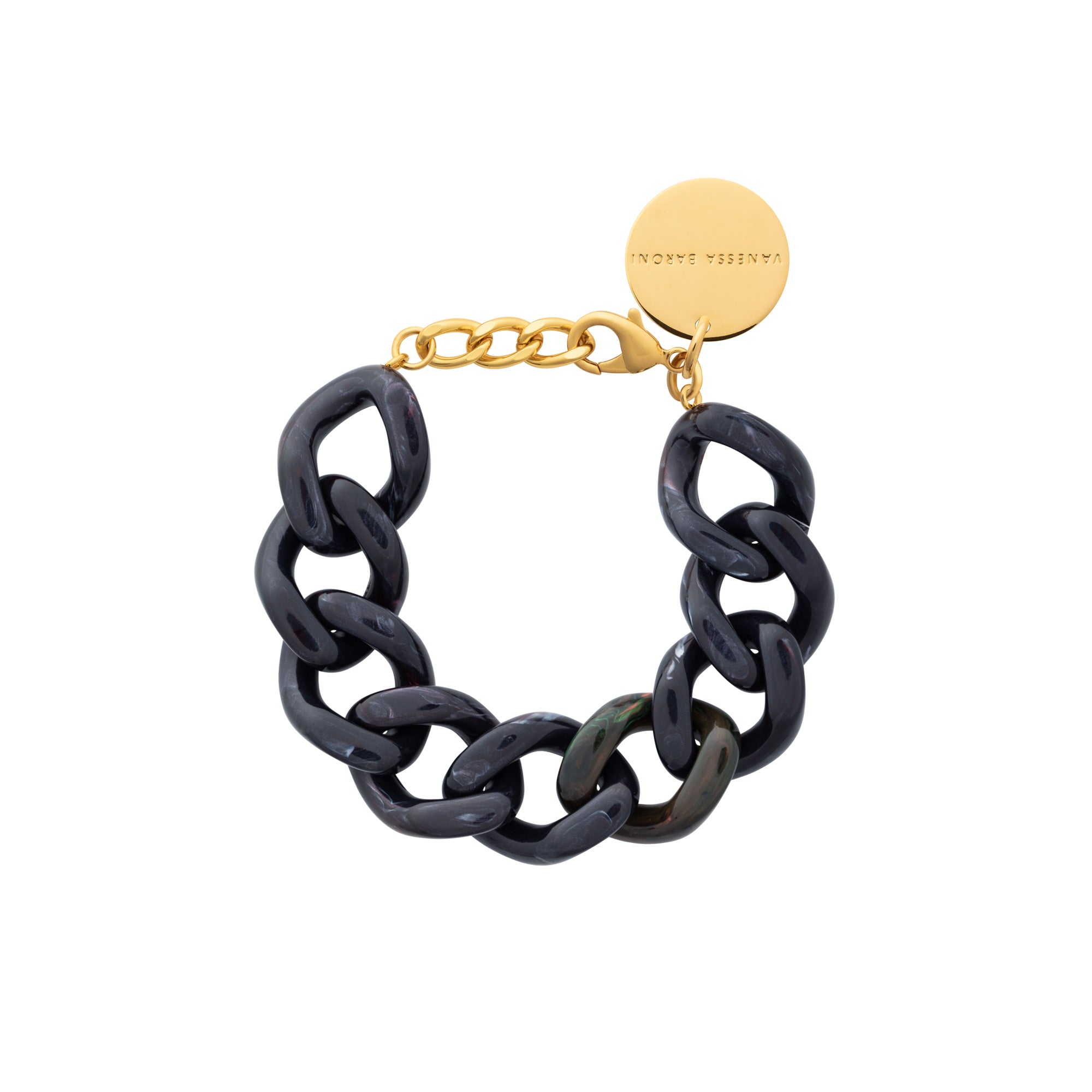 Flat Chain Bracelet black universe marble
