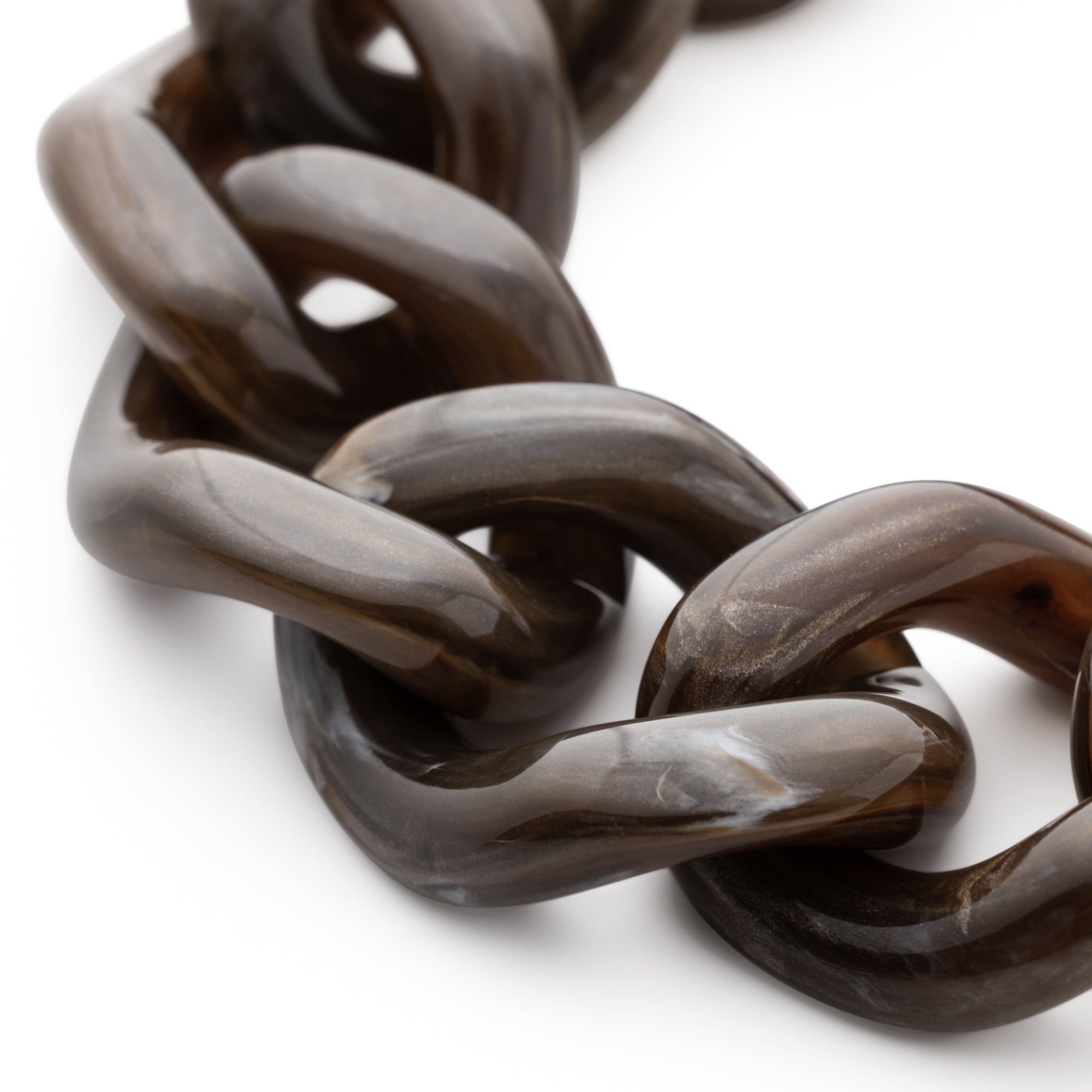 Mini Flat Chain Bracelet dark brown marble