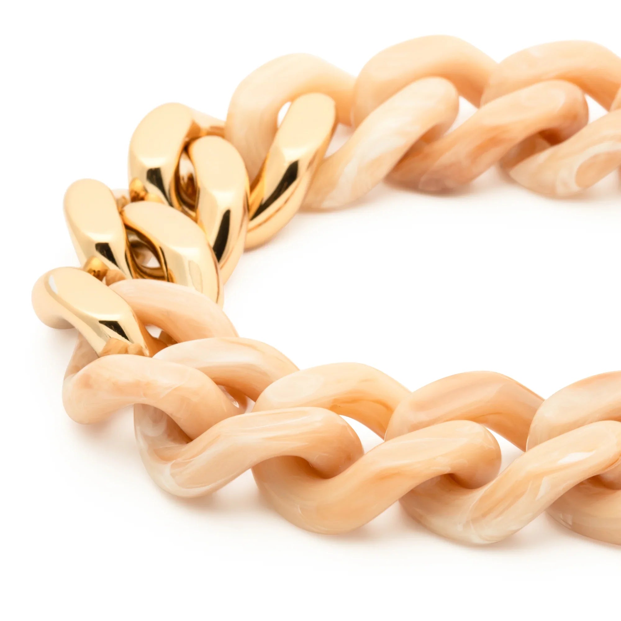 Flat Chain Necklace with gold creme brulee marble