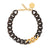 Flat Chain Necklace with gold dark brown marble
