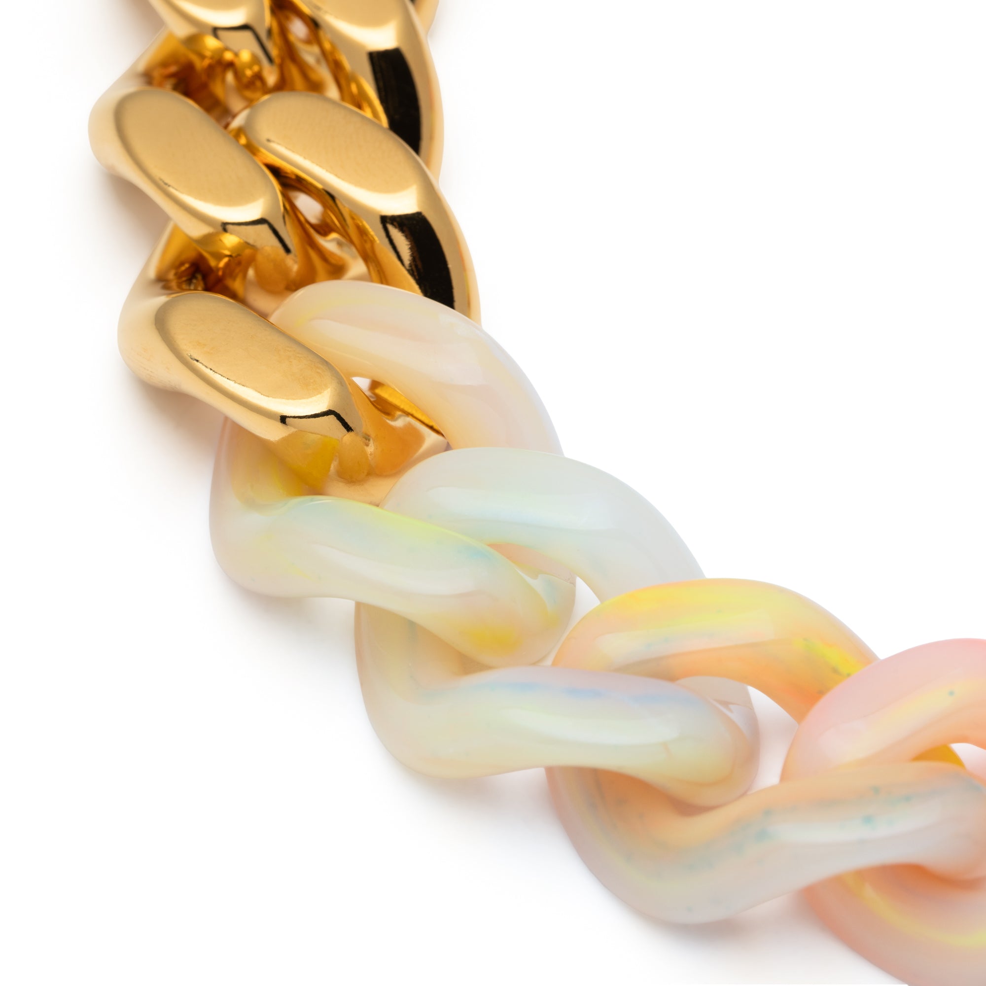 Flat Chain Necklace with gold neon rainbow