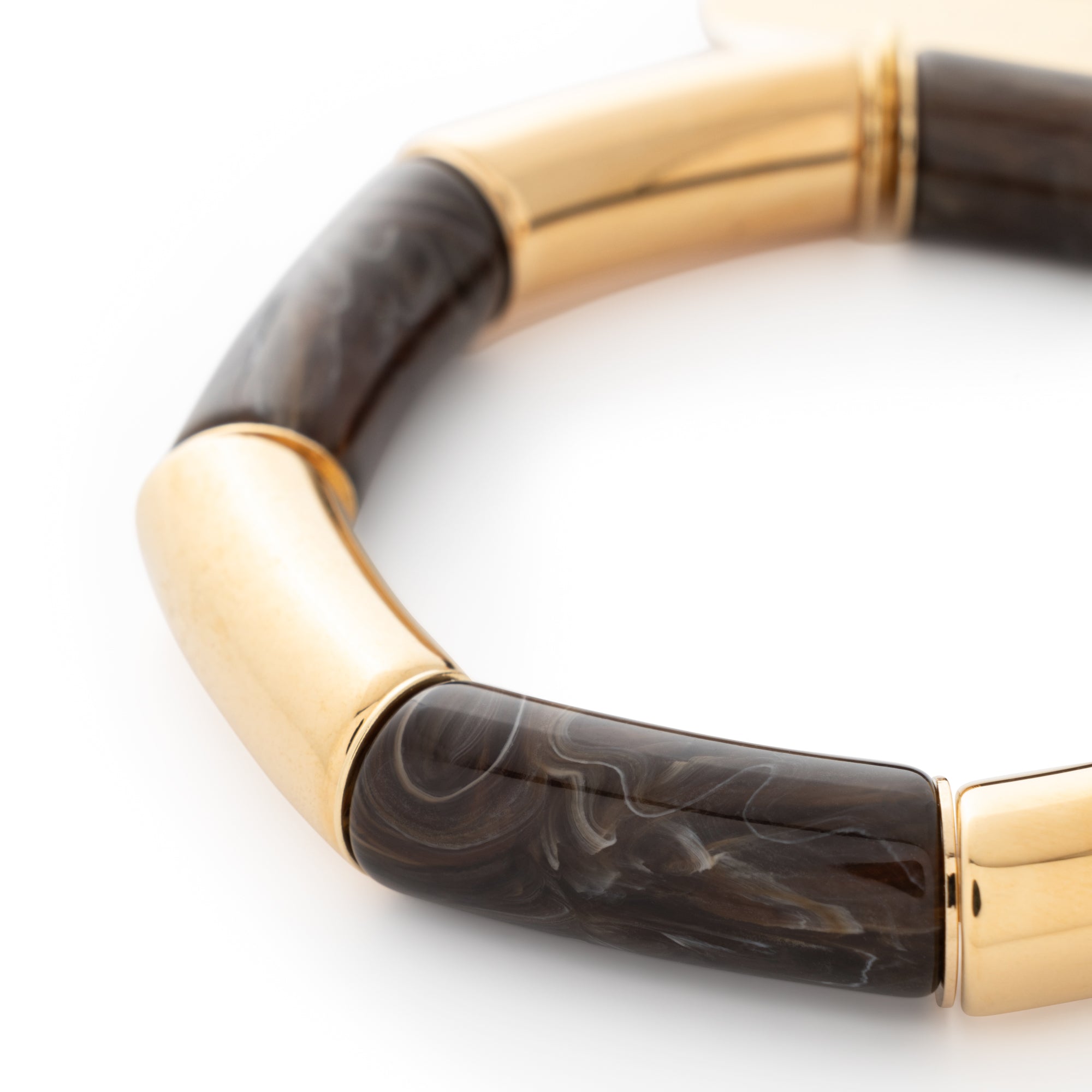 Flex Bracelet gold - dark brown marble