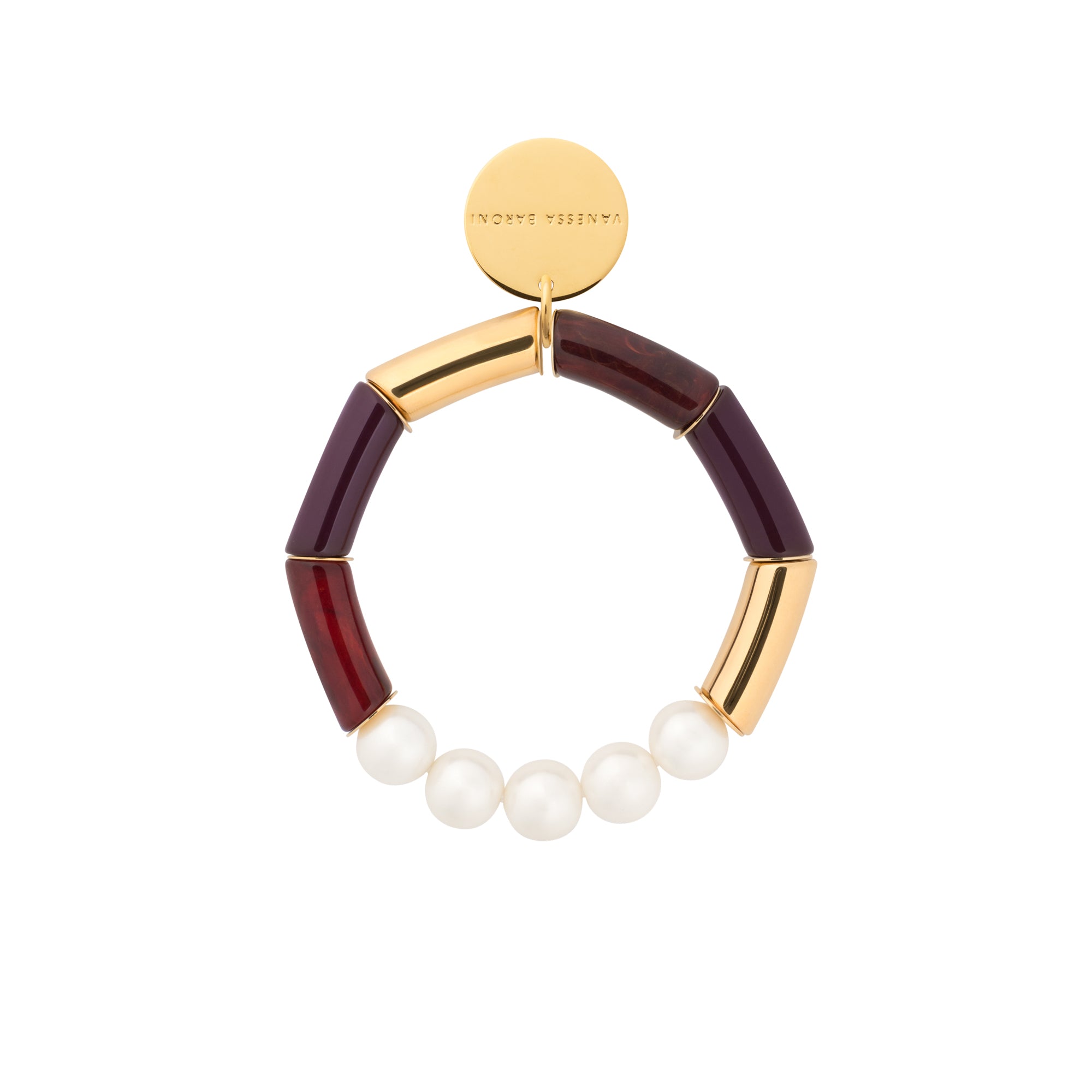 Flex Bracelet with Pearl aubergine - bordeaux marble