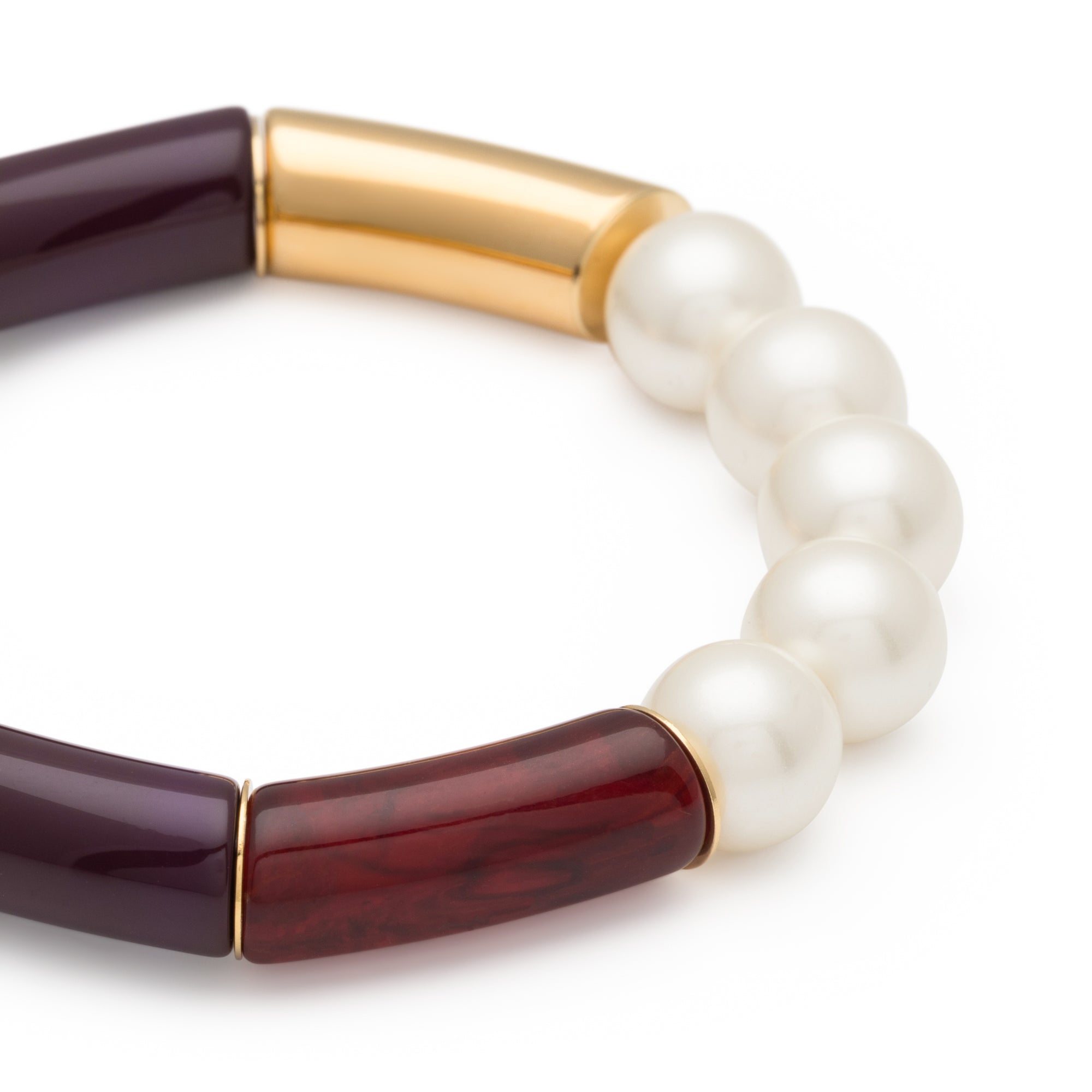 Flex Bracelet with Pearl aubergine - bordeaux marble