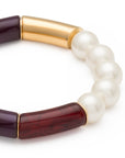 Flex Bracelet with Pearl aubergine - bordeaux marble